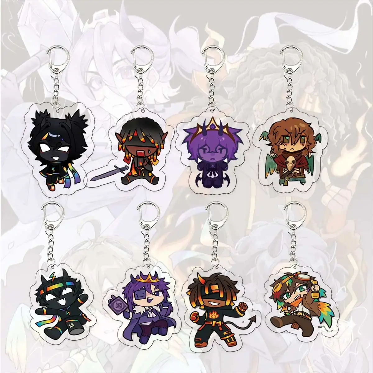 Unstable Universe ParrotX2 & FlameFrags Acrylic Keychain – SpokeIsHere and Wemmbu Character Charm, Gift for SMP Fans