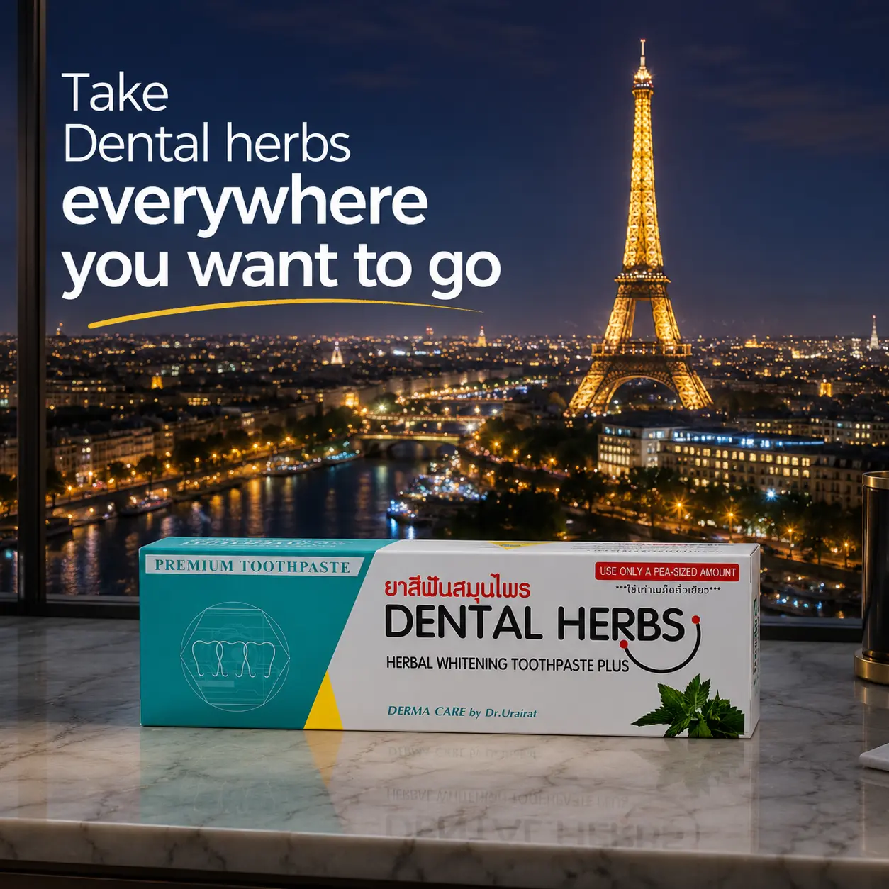 Dental Herbs Herbal Whitening Toothpaste | Paris Travel Collection | Premium Botanical Oral Care