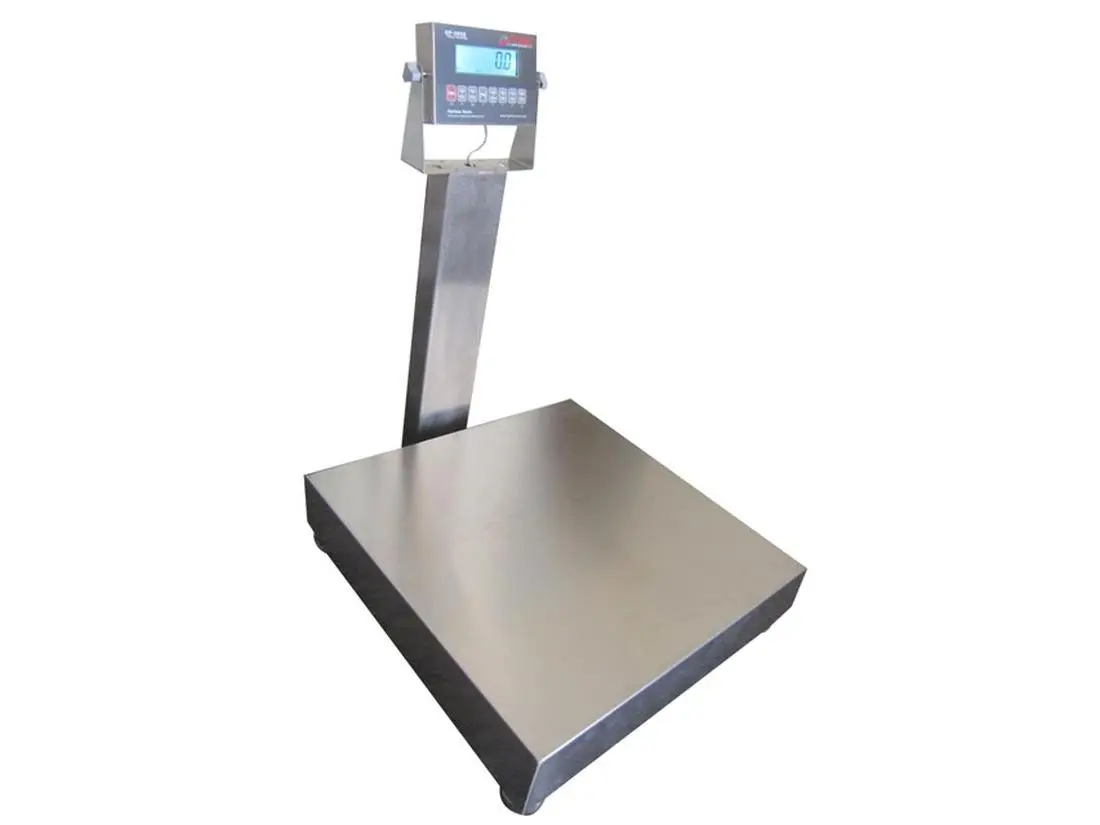 Optima Scales NTEP Certified Stainless Steel Waterproof Bench Scale - 24 in. x 24 in. Size, 1000 x 0.2 lb. Capacity, Digital Display for Heavy Loads