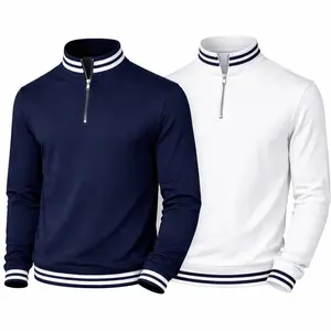 DZGARMENTS Quarter Zip Unisex Collegiate | Premium Super Soft Cotton Modal Sweatshirt | Athletic Crewneck | Top Quality for All Seasons | Casual Wear | Navy and White | Perfect for Dates, Sports, Work, Meetings