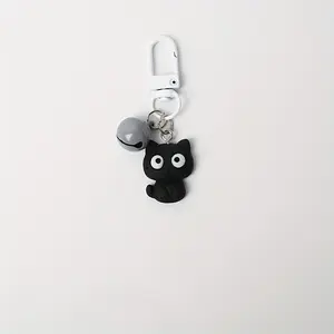 2pcs Black & White Cat Resin Keychain Charms, Cute Versatile Keyring Pendants, Keychain Figures, Simple Everyday Backpack Bag Accessories for Daily Use