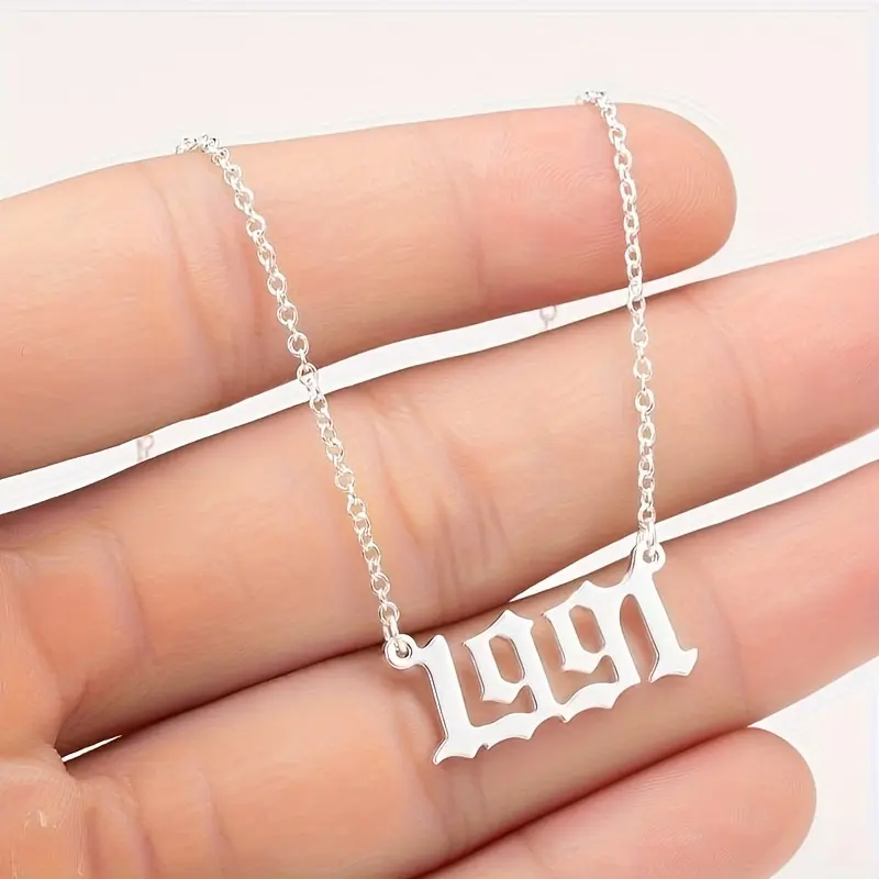 Women's Personality Stainless Steel Year Necklace 2024 Niche Cross-border Digital Necklace Jewelry Trend Birthday Accessories Spring Street Style Birth Year Necklace trendy stainless steel charm necklace
