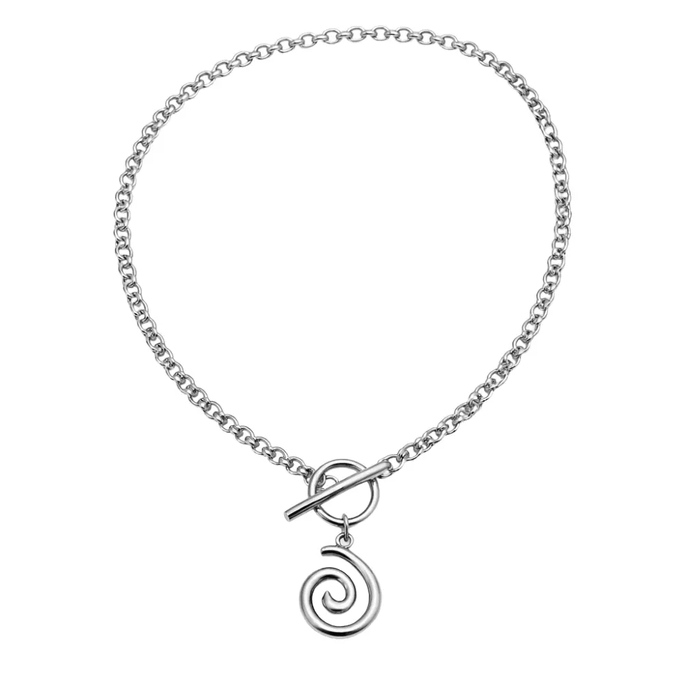 Spiral Pendant Toggle Clasp Chain Necklace - 304 Stainless Steel
