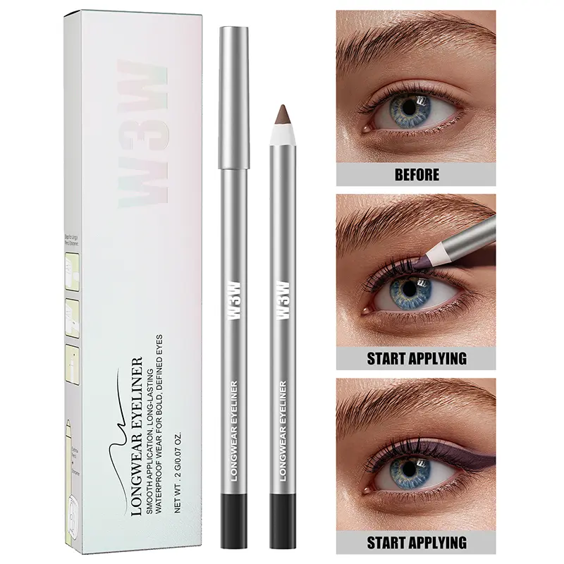 Deep Black Sharpenable Waterproof Eyeliner Pencil - Cosmetic, Smudge-Proof, Mild, Sensitive-Skin Friendly, 2g Longwear Eye Liner for Daily Wear Makeup