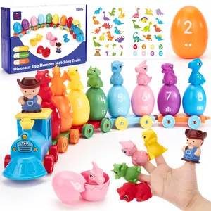 hahaland Easter Dinosaur Egg Number Matching Train - Dinosaur Easter Egg Stacking Train, Counting Sorting Fine Motor Skills Toy,Dinosaur stickers,Birthday Easter Gifts for Toddlers 18+ Months