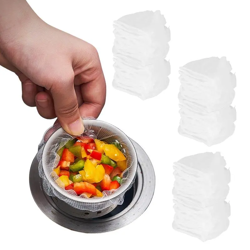 300-Pack Disposable Dishwashing Basin Filter Bags, Fine Mesh Kitchen Utensils Drain Basket, Easy-to-Use, High Elasticity, Suitable for Dishwashing Sinks & Kitchen Drains