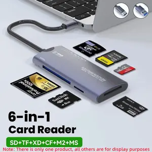 6-In-1 Usb2.0(Type-C) USB C Dongle Multi-Functional Multiport Adapter Card Reader SD TF Xd Cf M2 Memory Card Adapter, Data Transfer Compatible