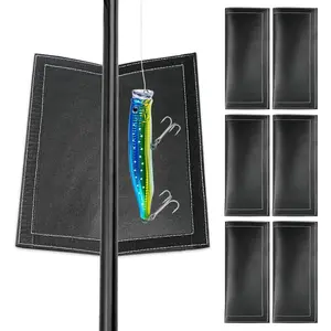 Fishing Lure Covers, 6 Pack Fishing Lure Wraps, PVC Leather Fishing Hook Covers Guard  Storage Protector Glove to Keep Fishermen Fishing Safe, Black, L, 4.5 * 10.6IN for 6.5-9in Lures