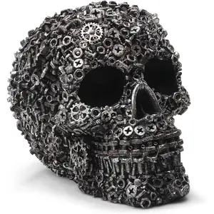 Halloween Skull Decoration - Realistic 5.7 Inch Life Size Skeleton Head Prop for Indoor & Outdoor, Durable Plastic Skull Statue for Haunted House, Party, Gift