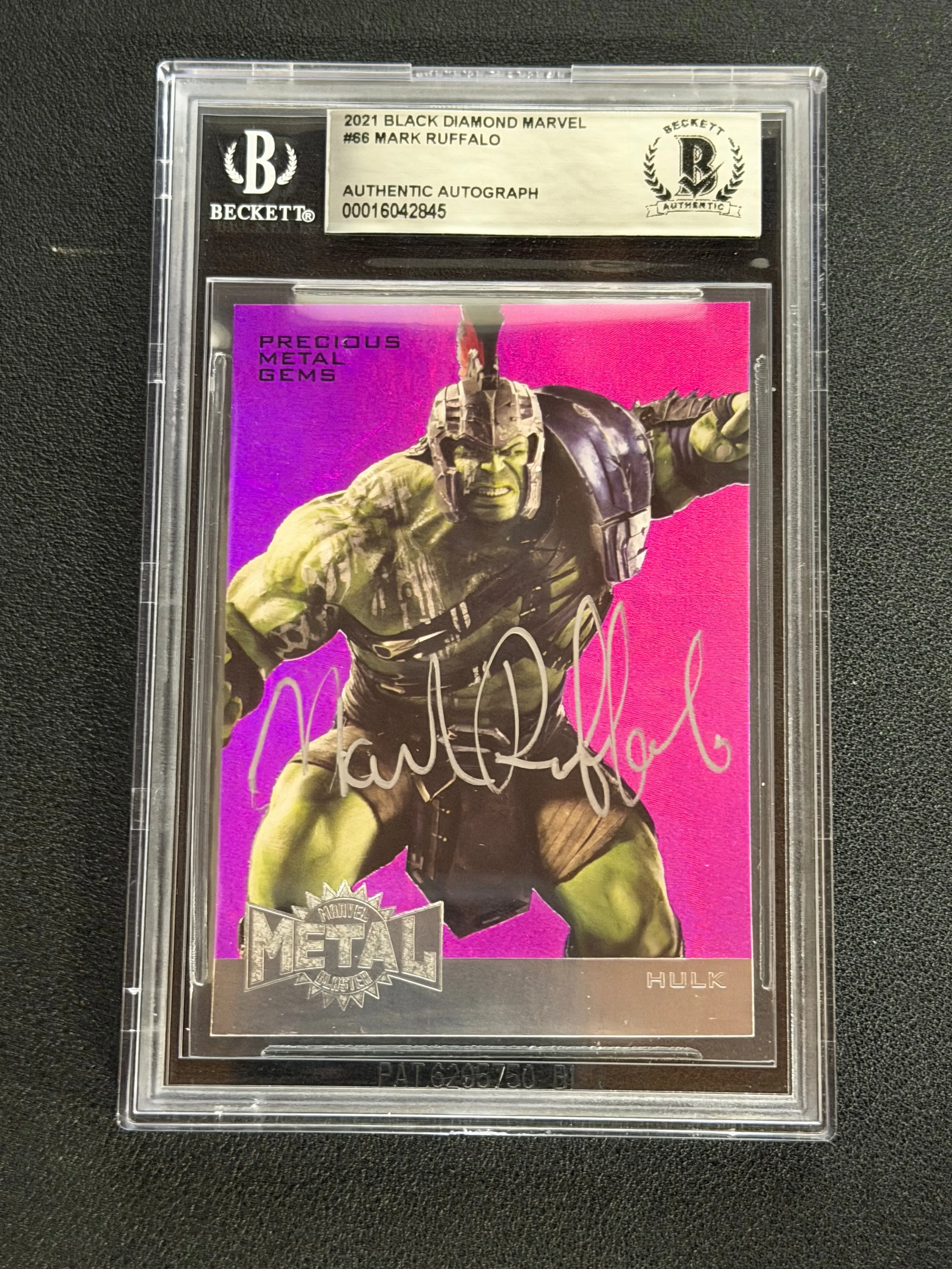 Mark Ruffalo Signed as Hulk - Thor Ragnorak PNG Card - Beckett Slab