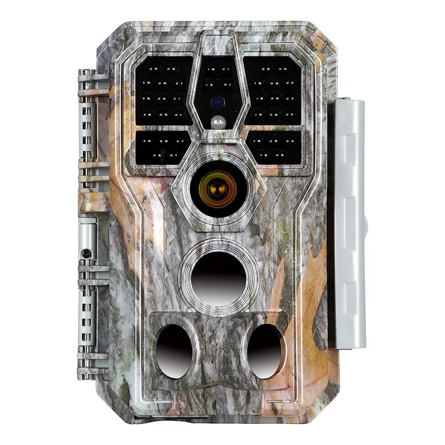 BLAZEVIDEO Wildlife Trail Camera Hunting Deer Game Cam with 24MP Photo 1296P H.264 MP4 Video Night Vision 0.1S Trigger Speed Hard Grey Hide Camo Case