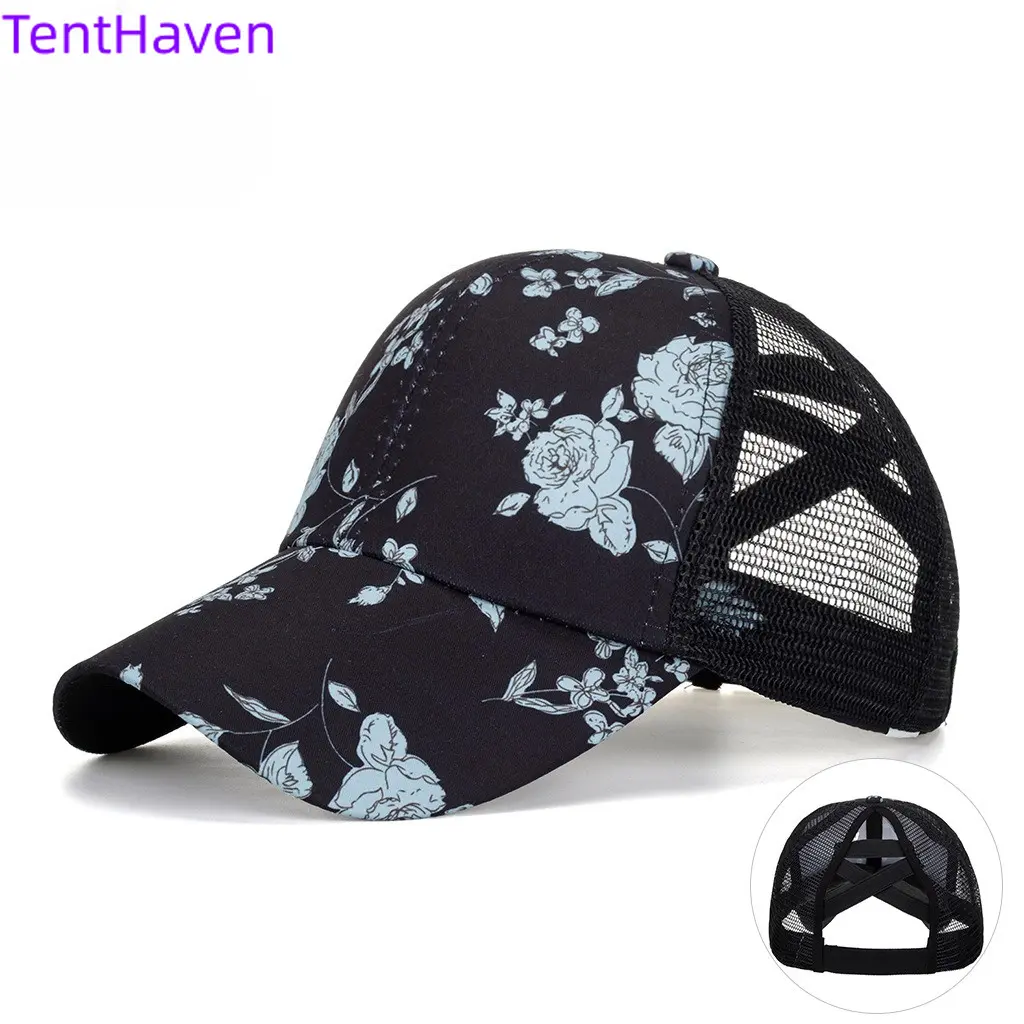 2026 New Hat Black Printed Cross Baseball Hat Duck Tongue Hat Casual Sunscreen Sunshade Hat