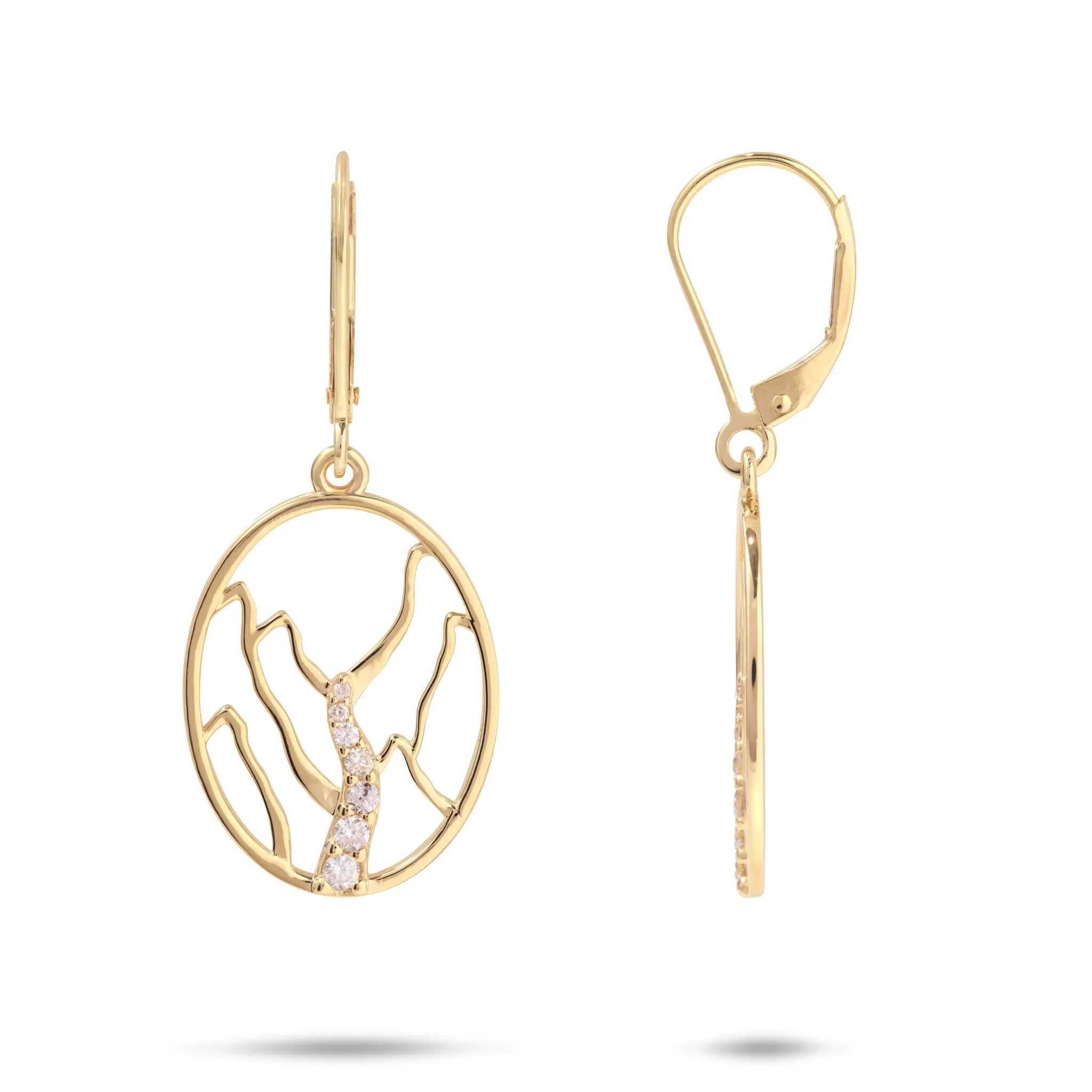 Koʻolau Waterfall Earrings in Gold with Diamonds - 20mm