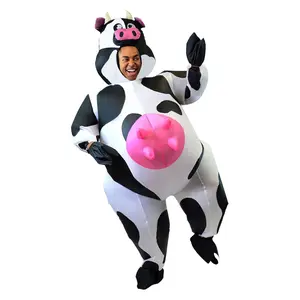 Halloween Inflatable Costume Adults, Cow Costume Air Blow-up Deluxe Set, Full Body 3D with Gloves for Halloween Animal Themed Parties (5'3'' to 6'3'')