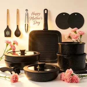 Kikcoin RV Nonstick Cookware Set Non-Toxic Ceramic 22pcs pots and pans set complete Cookware Set with Lids,Detachable Handle,cook in RV PFAS-Free,Dishwasher Oven Safe,Kitchen Outdoorfun Induction Compatible Handwashing Recommended, Stovetops tiktokshopspr