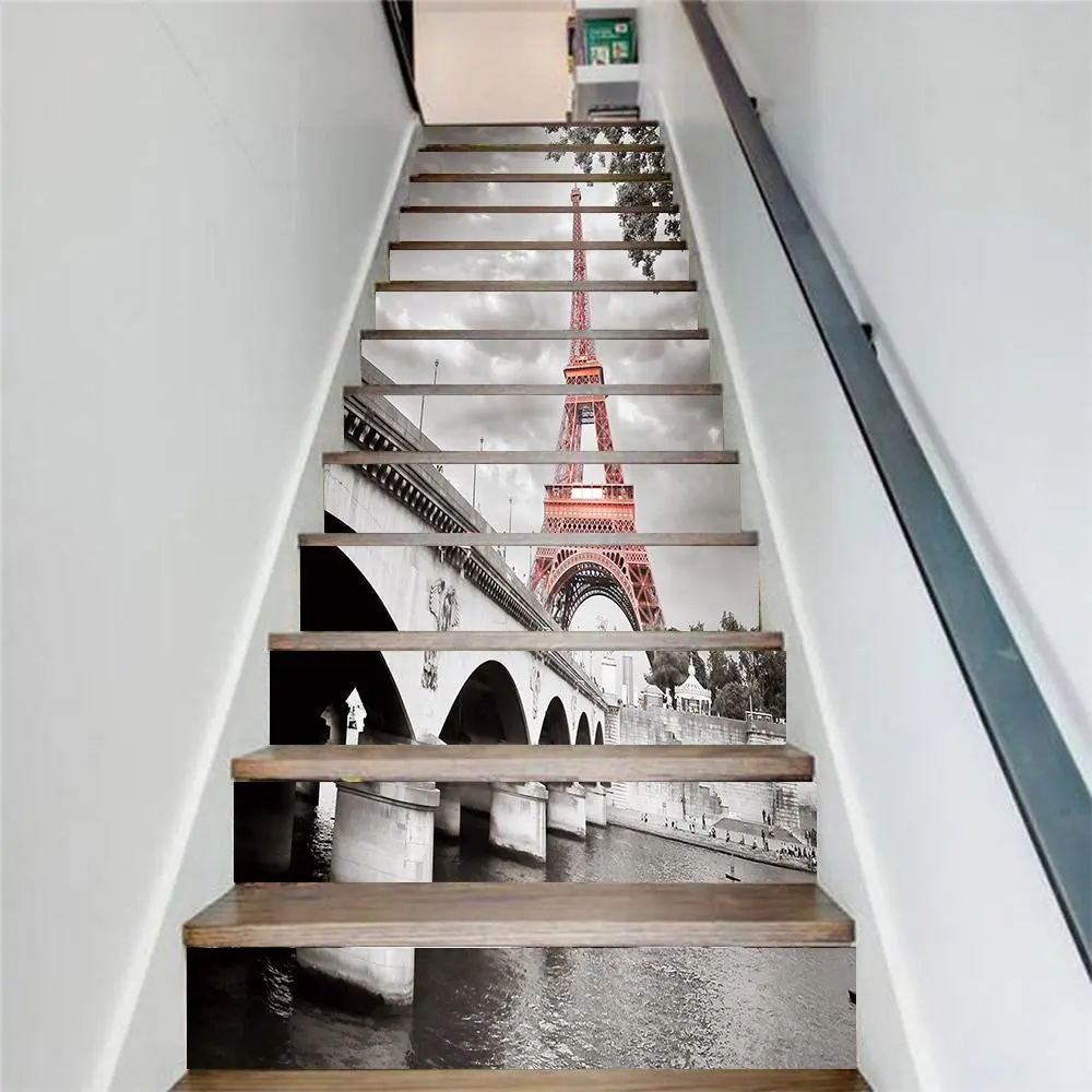 Stair sticker, tile sticker, Peel and paste stair sticker vinyl strip sticker sticker sticker waterproof removable wall sticker 100cm * 18cm * 13pcs/1 set