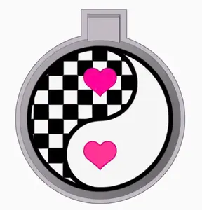 Checkered & Hearts Ying Yang Freshie Mold & 3D Printed Mold Housing Option