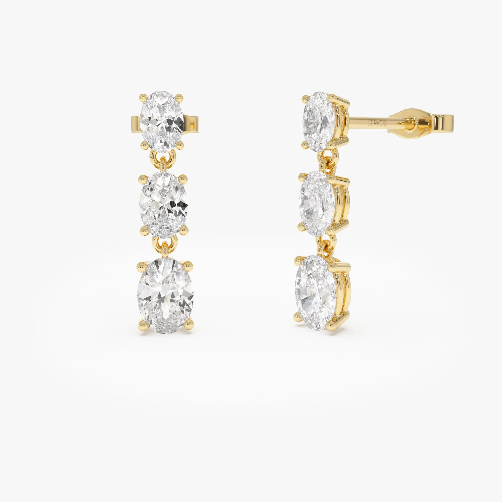 2.00 Ctw 14k Oval Shape Lab Grown Diamond Dangling Earrings