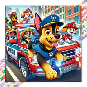 1 set of DIY diamond painting kit, 5D diamond art kit, DIY decoration police car, puppy, city mosaic, diamond art, DIY art home decor