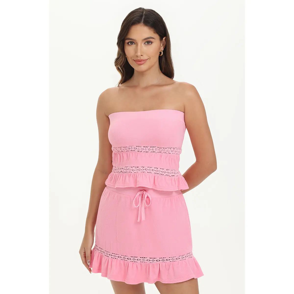 Juicy Couture Towel Terry Lace Trim Tube Top