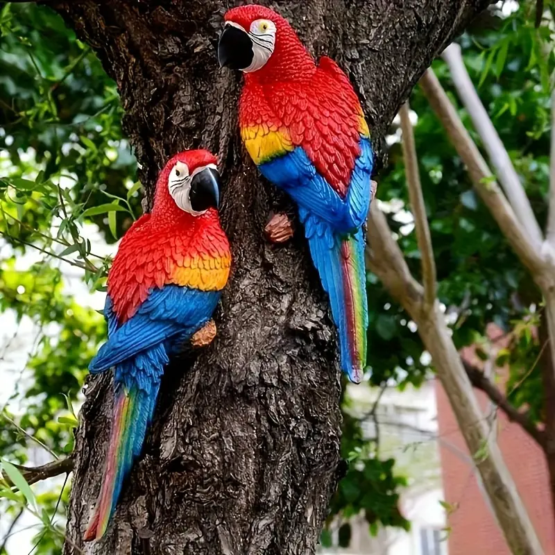 12" Wall Mounted Parrot Statue, Simulation Parrot Outdoor Garden Resin Crafts, Tree Art Ornaments, Landscaping DIY Garden Sculptures, For Yard Lawn Home Decor
