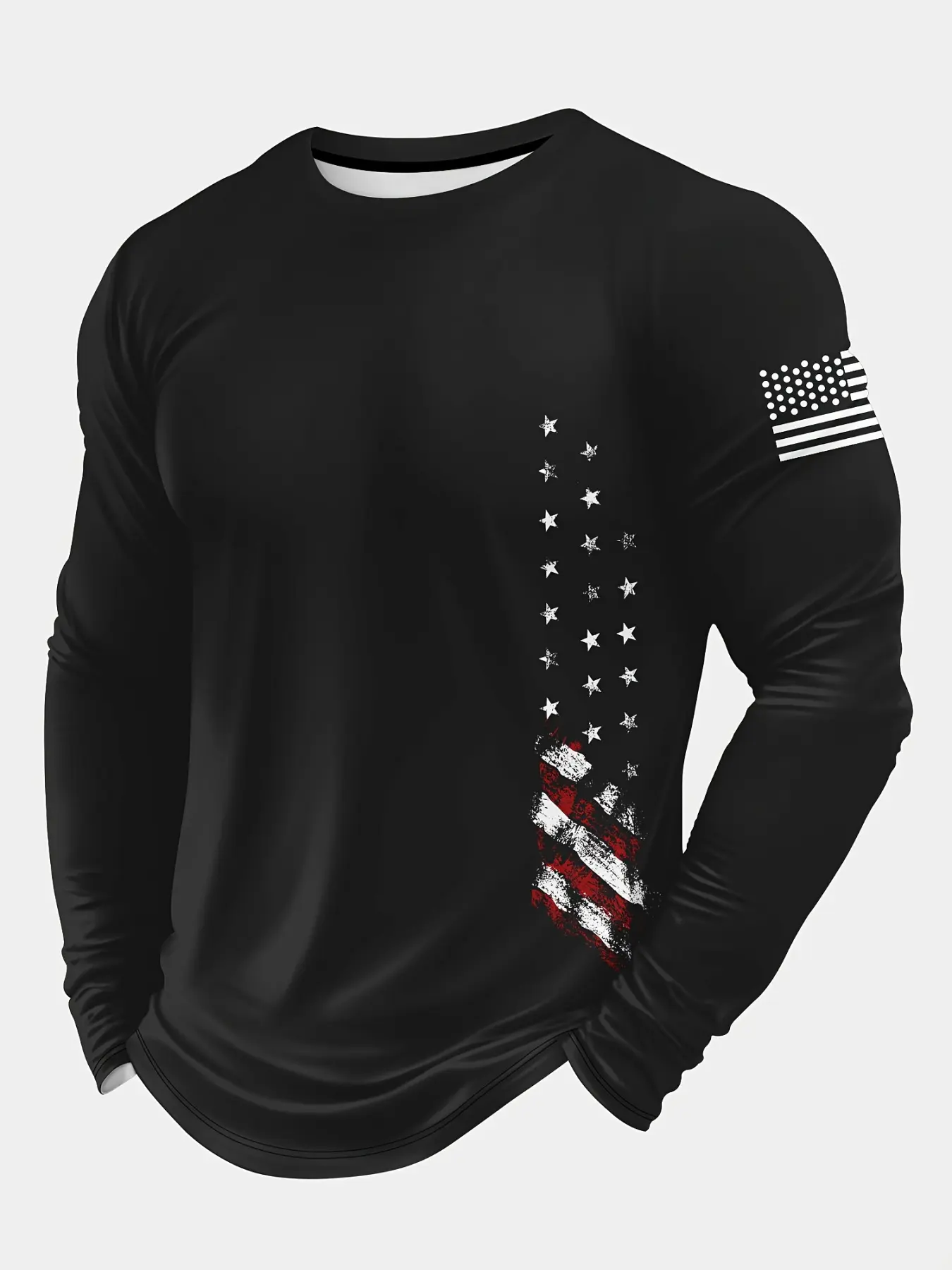Men's Fashion 3D Printed Quick-Drying Breathable New Trendy Tops Plus Size Sports Fitness T Shirt Casual Long-Sleeved Crew Neck T-Shirts Athletic Fashion Activewear Athletic Tee Casual Workout Tops