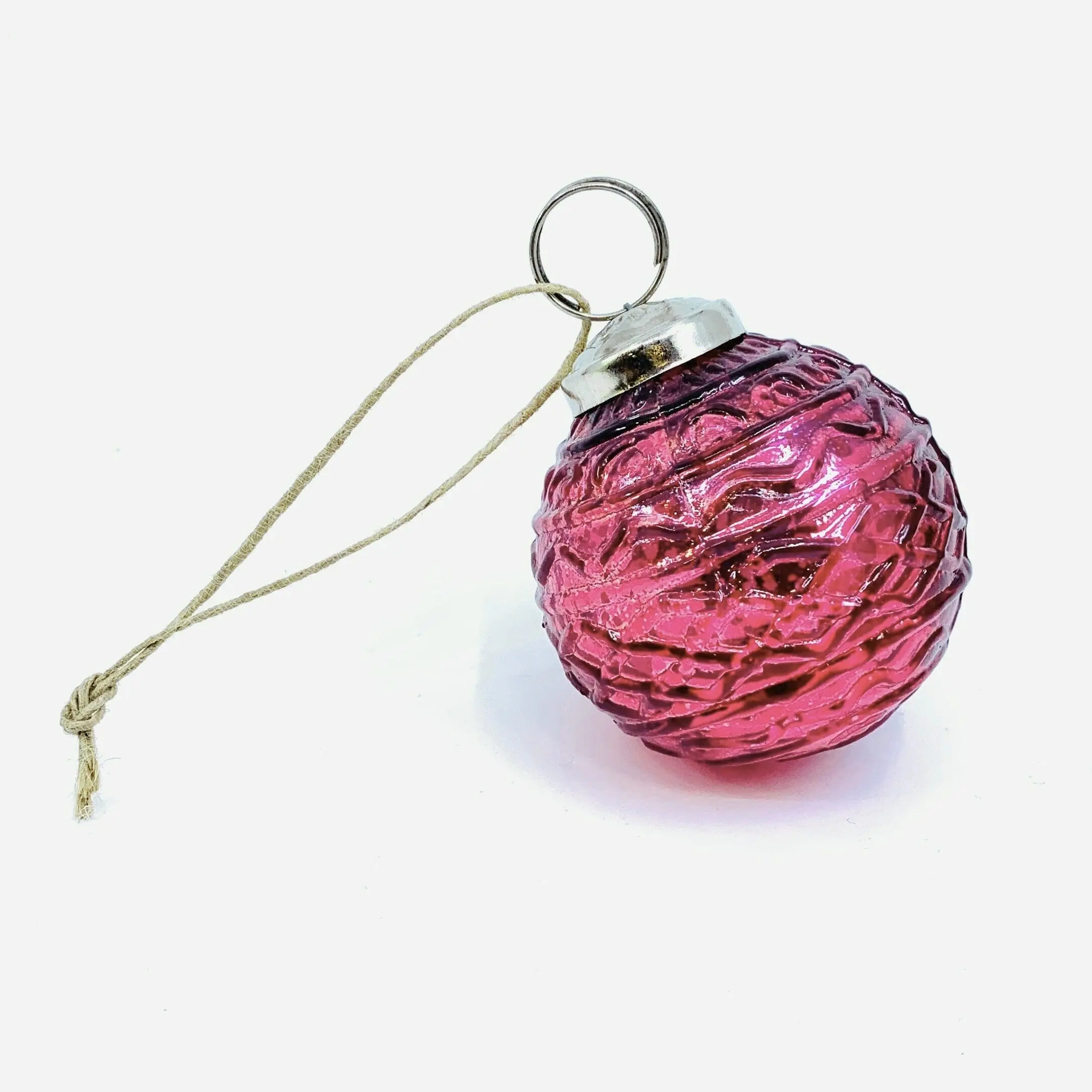 Mercury Glass Embossed Ornament, Pink