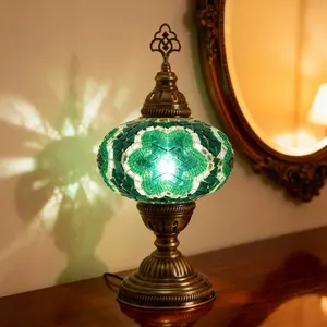 MOZAIST Turkish Mosaic Table Lamp with Bulb Included Green Unique Design for Living Rooms & Bedrooms Vibrant Ambiance Ready to Use