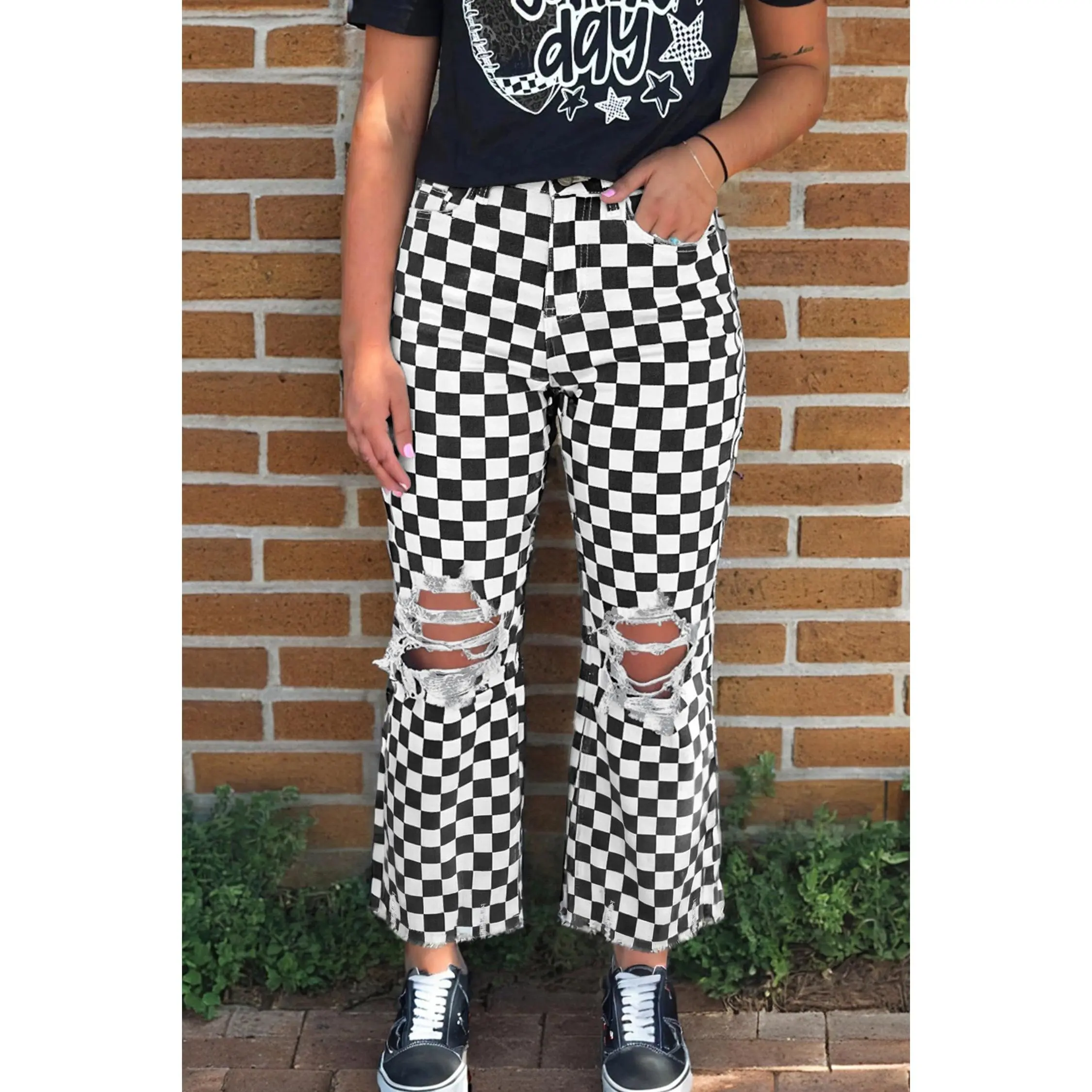 Rodeo Checkerboard Distressed Jeans
