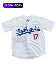 Men's Letter & Figure Embroidered Baseball Jersey, Casual Loose Short Sleeve V Neck Baseball Top for Fall & Winter, Men's Sportswear for Training & Competition, Stylish Jersey, Sports Clothing, Athletic Tops