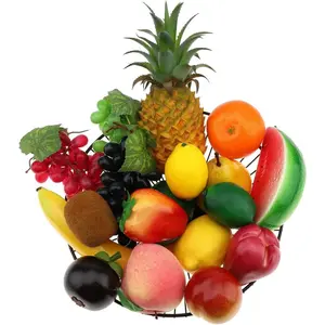 18 Pcs Fake Fruit Pack Plastic Artificial Fruit for Party Decoration Realistic Lifelike Faux Fruits Pineapple Grape Lemon for Home Kitchen Table Centrepieces Decor