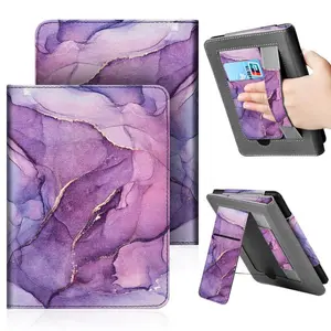 Magnetic Closure Kindle Case Adjustable Stand Cover with Hand Grip Strap, Various Trendy Designs