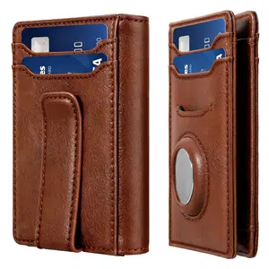 Minimalist Men's Bifold Wallet with AirTag Holder, RFID Blocking Pop-Up Card Case, Magnetic Money Clip for 9-11 Cards & 5 Bills