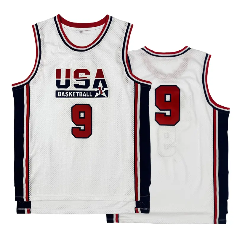 USA Basketball Jersey #9 Dream Team shorts Jersey Sewing embroidery Retro USA Basketball Uniform Breathable Mesh Basketball Shirt Classic American Basketball Apparel Men's Sports Jersey Basketball Game/Training Wear outdoor sports Fan Apparel