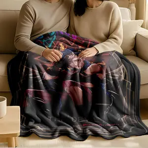 1 piece "The Devil" Mysterious Character and Dark Symbols themed flannel blanket - Modern-style all-season flannel blanket, suitable for sofas and beds, super soft and comfortable, digitally printed pattern, 100% polyester material, machine