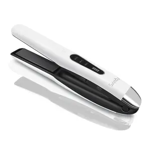 SUNMAY Voga Cordless Hair Straightener & Curler 2-in-1, Portable Travel Essential Rechargeable Flat Iron, Fast Heating Mini Hair Styler for Gym & Touch-ups, USB-C Hair Tool for All Hair Types-white