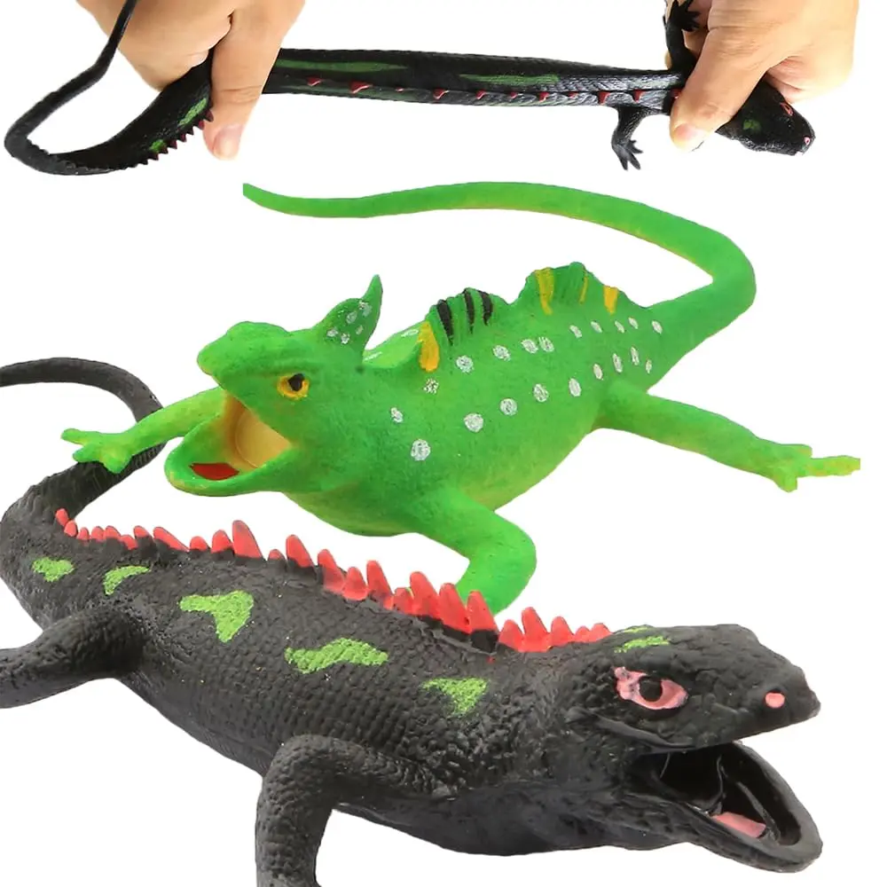 2 Packs 9-inch Lizards Toys, Super Stretches Material TPR Rubber Lizard Figure Realistic Set for Party Favors Boys Kids Children Learning Study Toy, Bathtub Toy Iguana,Great Gifts or Party Supplies