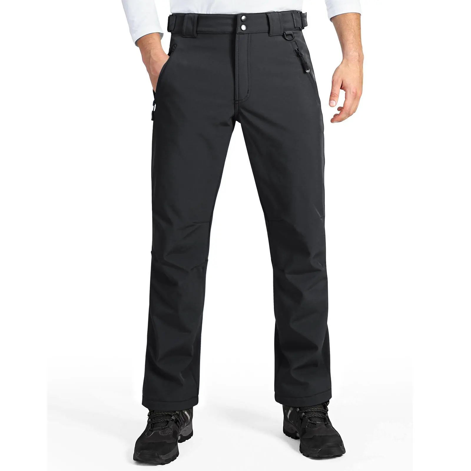 33,000ft Male Sporty Chic Skiing Pants - Fleece-Lined, Warm, Waterproof Softshell Insulated, 4-Way Stretch Move for Snowboard, Jungle Hiking