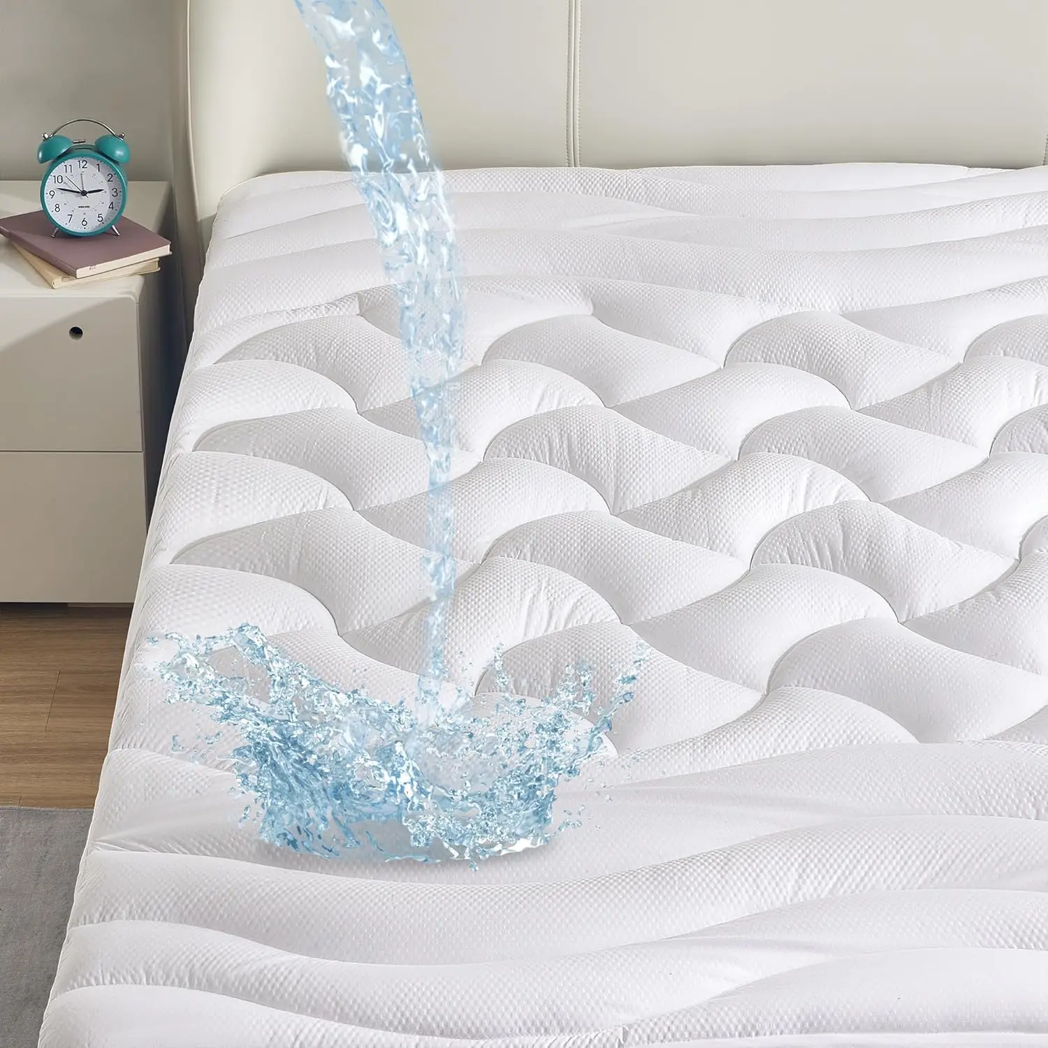 Mattress Topper  Size, Cooling Mattress Pad Cover for Hot ers, Extra Thick Pillow Top with Deep Pocket (White, )