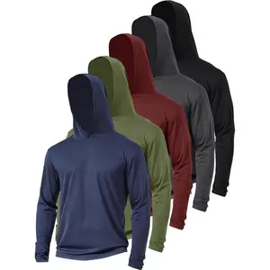 5 pieces of men's sun protection hoodies, long sleeved shirts, quick drying lightweight sweatshirts, summer pullovers, sweatshirts, sportswear, sportswear sets