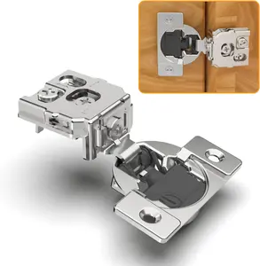 Chibery 50 Pack 1" Overlay 4D Soft Close Concealed Hinges for Face Frame Door, Adjustable Closing Speed, Smooth Slow Self Close Hinges, Satin Nickel, 105° Open Angle Stainless Steel Cabinet Hinges