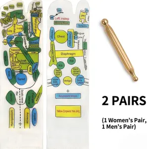 Reflexology Socks Set with Tools, 2 Pairs Chiro Acupressure Acupuncture Trigger Point Foot Pain Relief Remedy Acupoint Massage Birthday Gifts for Women Parents Couple