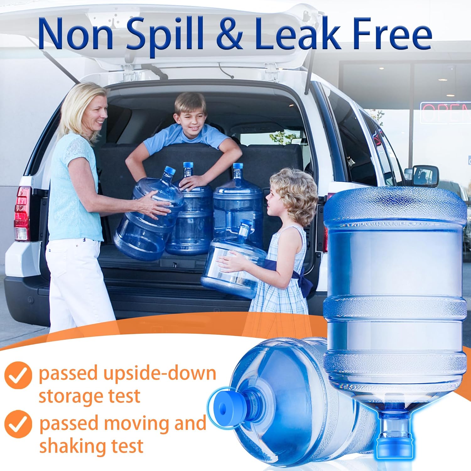 3Pcs Reusable Silicone Water Bottle Cap, Spill-Proof Dust-Proof Replacement Lid, Universal Water Jug Cover, Drinkware Accessories for Home Office Dorm, Blue