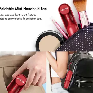 SPOVEN Mini Portable Handheld Fan - Pink, 30dB Quiet, 3 Speeds, Foldable, Lightweight, USB Rechargeable, Perfect for Summer, Makeup, and On-the-Go Cooling