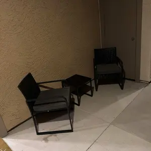 Gizoon 3 Piece Patio Bistro Set, Outdoor Black Wicker Furniture Sets, Modern Rattan Chair Conversation Sets with Coffee Table, for Yard, Garden, Balcony, Poolside, Grey Lounge Home