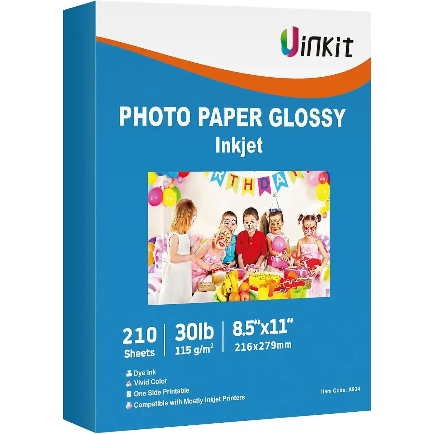 210-Pack Thin Glossy Photo Paper, 8.5x11 Letter Size 30lb (115gsm) Single-Sided, Fast Dry, No Smearing, Scratch Resistant for Inkjet Printers, Ideal for DIY Chip Bags, Flyers, Reports, Vivid Color Output