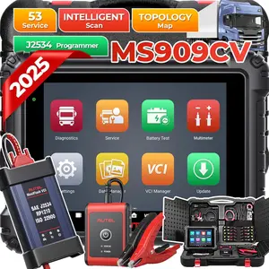 Autel MaxiSys MS909CV Top Heavy Duty Truck Diagnostic Scan Tool Truck Scanner for Semi Commercial Cars, Updated of MS908CV with Intelligent Diagnosis, Topology, J2534 ECU Coding, 53+ Services, Active Test