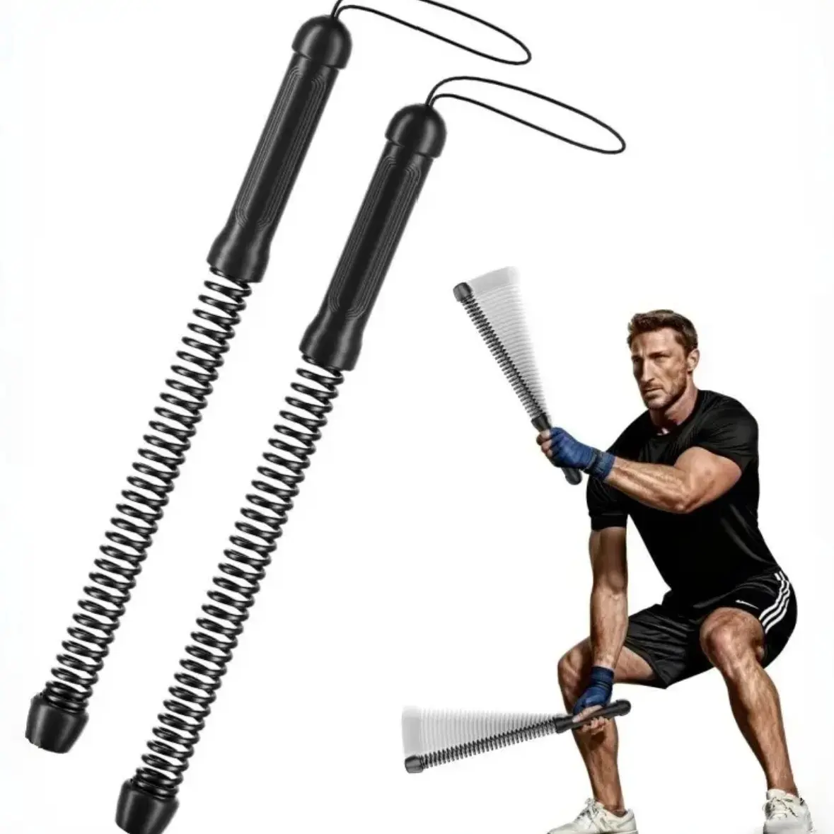 2PCS Cordless Battle Rope Training Set, High Resistance Arm & Core Trainer, Full Body Workout Equipment, Portable Home Gym Fitness Tool for Living Room, Bedroom, Balcony, Gym, Outdoor Park & Backyard Training, Home Gym Kit