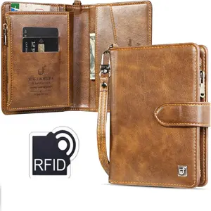 Men Wallet Passport Holder RFID Blocking Travel Document Organizer, Skin-Friendly Zipper Wallet, Detachable Wrist Strap, Passport Cover, Travel Essentials, Rfid Blocking Passport Cover Travel Wallet for Women Men, Airport Essentials Gift #SummerVibes summ