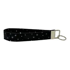 Black / White / Gray Keychain Wristlet, Key Fob